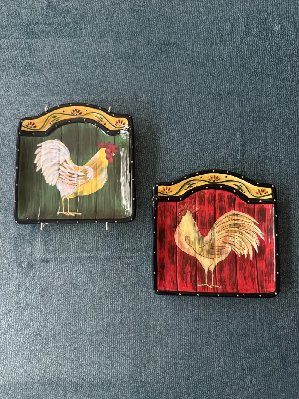 Pier 1 Set of Rooster/Chicken Wall Plaques